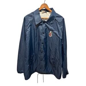 Vintage EACORP Coach Jacket Mens XXL Blue Crest USA Made Windbreaker Old Money
